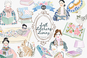 Soft literary living clipart bundle, a Decorative Illustration by Patishop Art (Thumbnail 1 of 8)