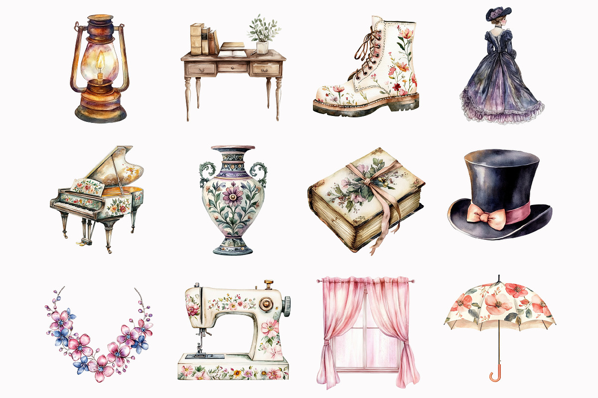 Watercolor Regency Era Clipart, an Illustration by Design Market (Photo 3 of 4)