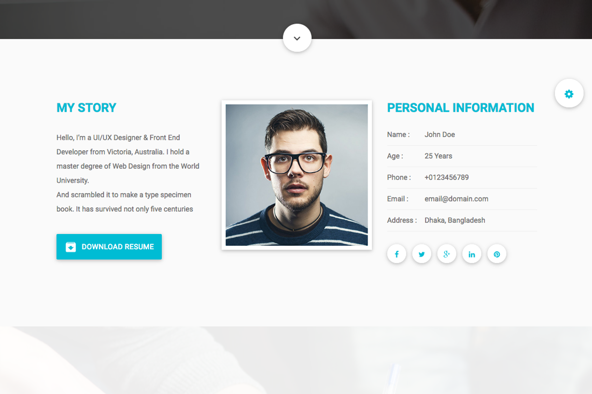 Material Design Personal Resume, a Bootstrap Template by Codetic (Photo 3 of 8)