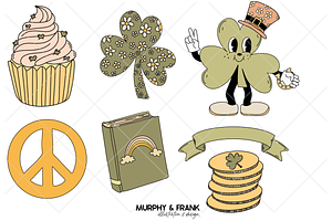 Retro St Patricks Day Groovy Clipart