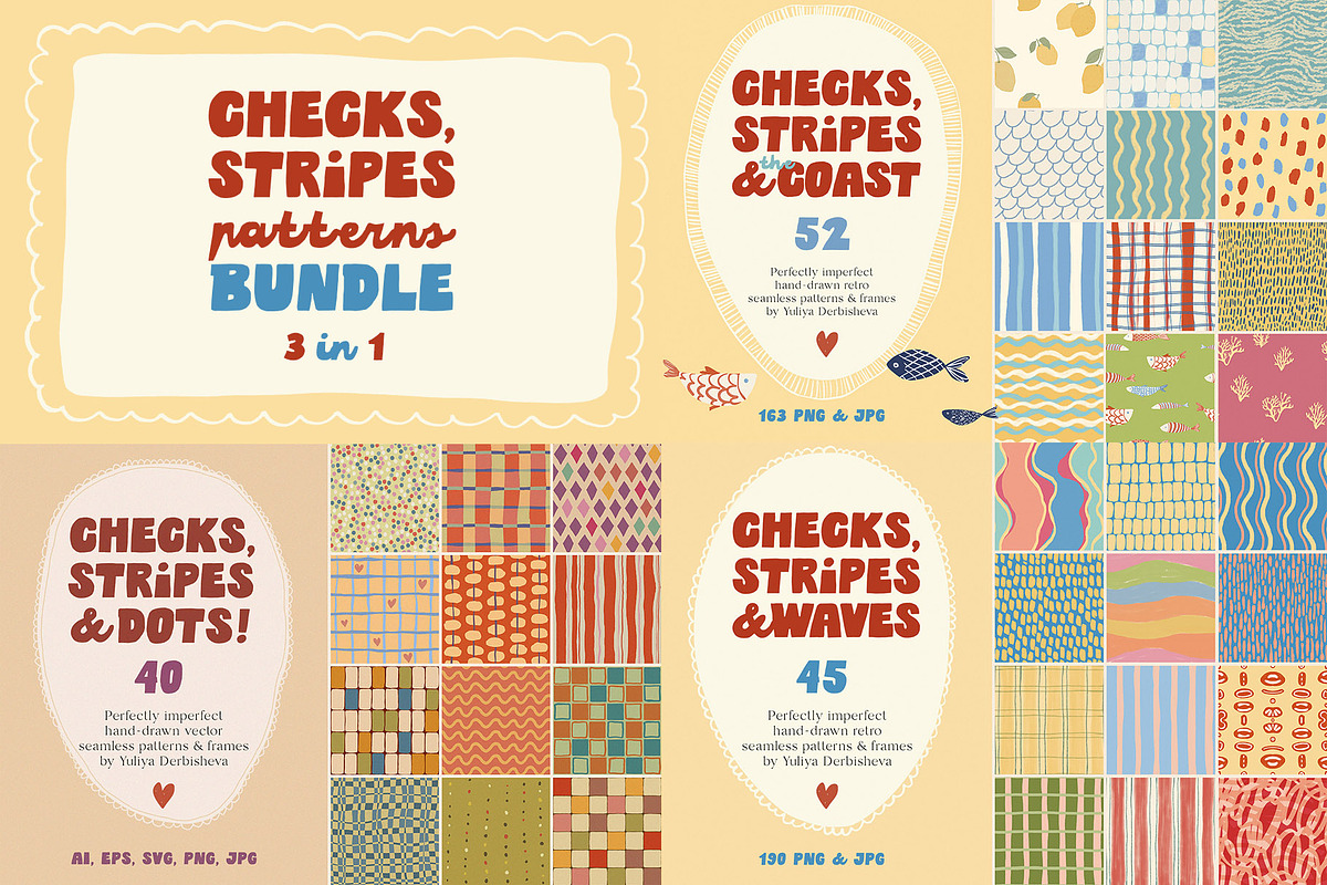 Seamless Patterns Bundle Hand-drawn, a Pattern Graphic by Yuliya Derbisheva (Photo 1 of 16)