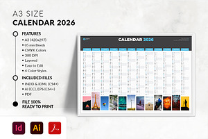 Calendar 2026, a Stationery Template by MstArtwork