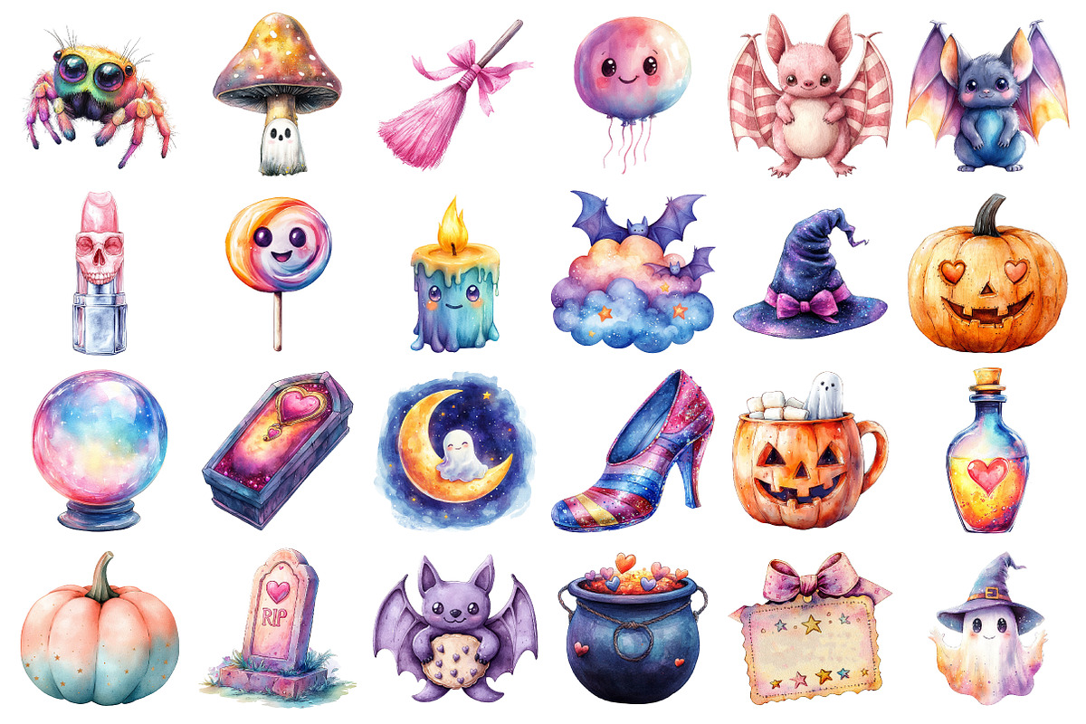 Pastel Halloween Clipart Bundle, an Illustration by Daily.Designs (Photo 4 of 4)