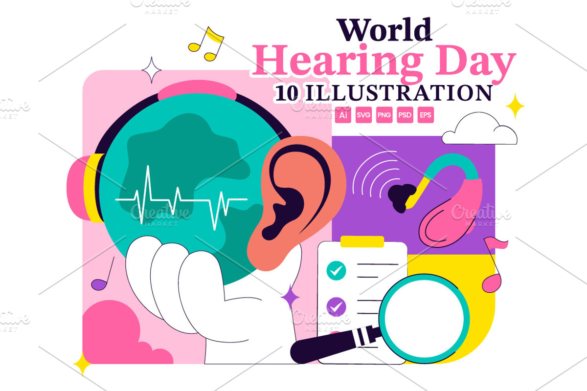 10 World Hearing Day Illustration, a Healthcare Illustration by denayunebgt (Photo 1 of 4)