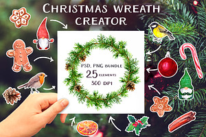 Christmas wreath creator. Watercolor