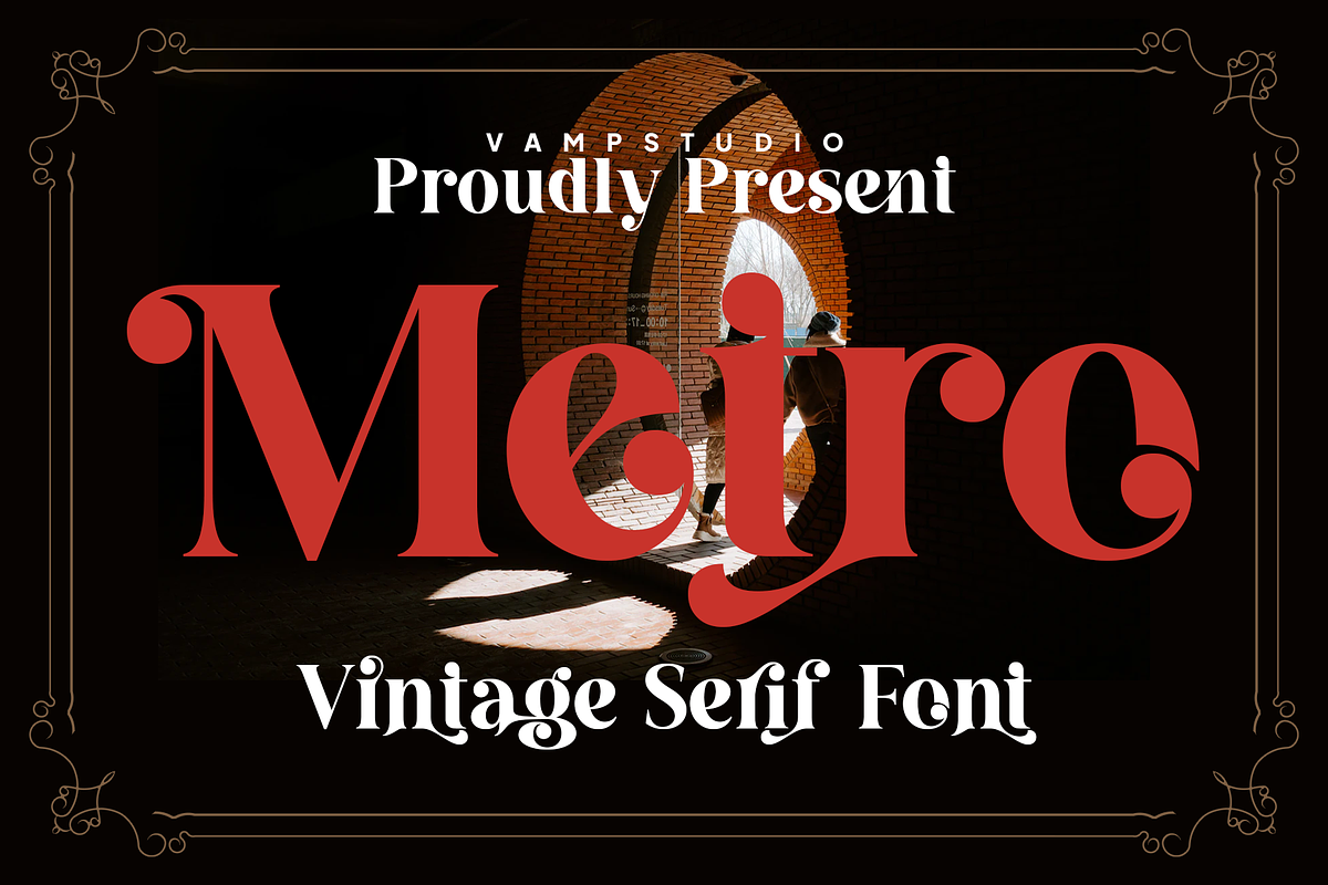 Metro Regular Vintage Retro Serif, a Serif Font by Vampstudio (Photo 1 of 13)
