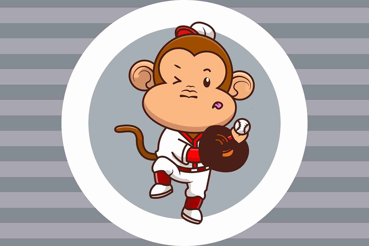 Baseball Player Monkey Cartoon, an Animal Illustration by Artstorystudio (Photo 4 of 4)