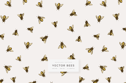 Vector Bees | Seamless Pattern, a Wallpaper Graphic by MalyskaStudio