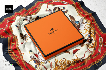 Silk Scarf Box Mockup Set 07/FFv.12, a Packaging Mockup by creatsy5