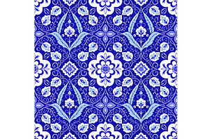 Blue and White Tile Seamless Repeat, a Pattern Graphic by Sharon Schwalbe