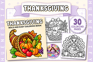 Thanksgiving Coloring Book, a Seasonal Illustration by HueNestify
