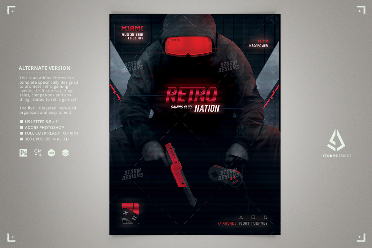 Game Night Flyer Retro Nation Poster, a Flyer Template by Storm Pixels (Photo 2 of 4)