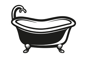 Clawfoot bathtub with faucet Vector, an Object Graphic by Billah Hub