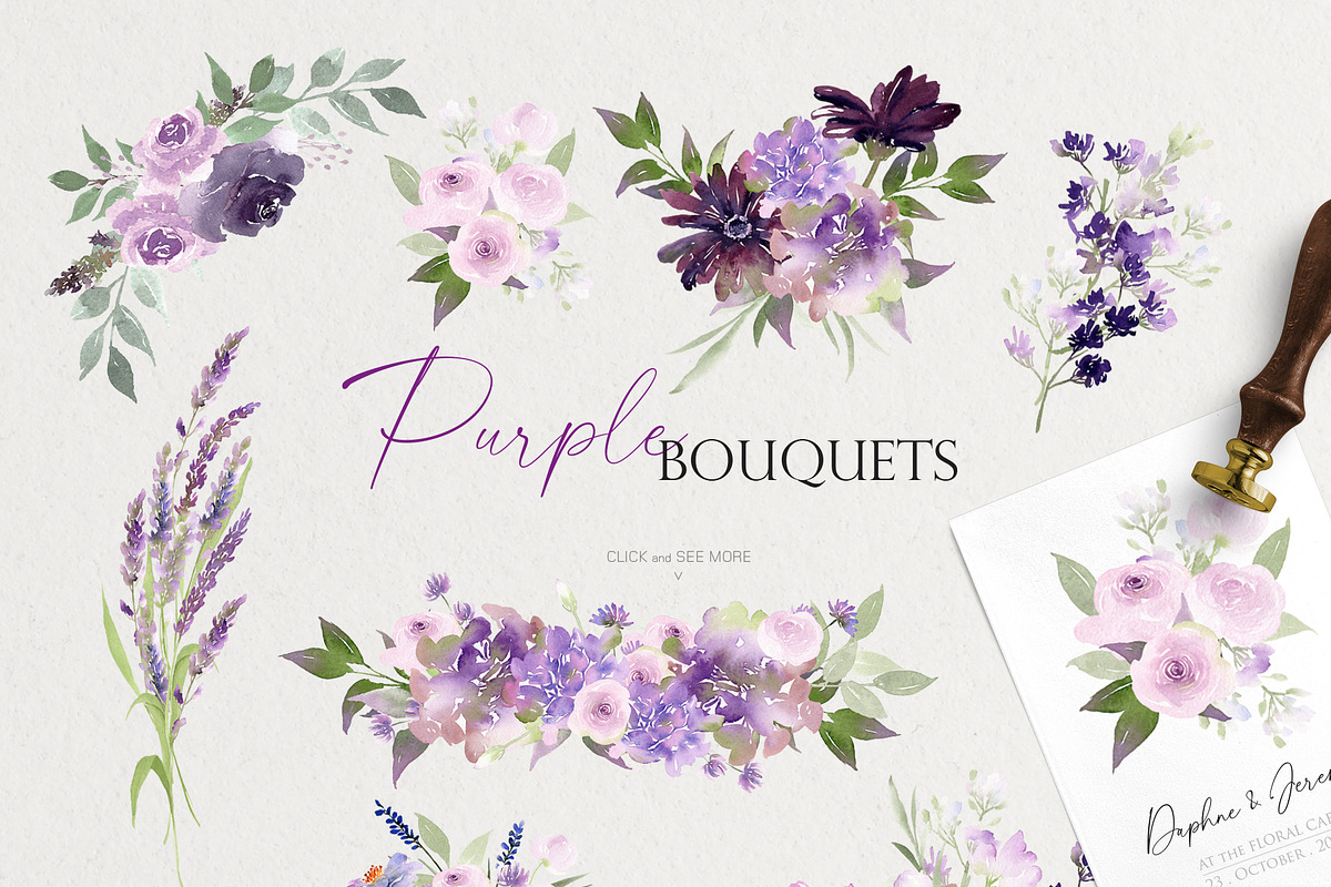 Watercolor Bundle -Purple Collection, an Illustration by Beigetime (Photo 5 of 8)