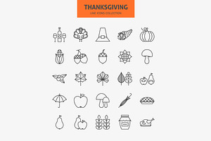 Thanksgiving Line Art Icons