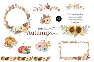 Autumn Time 2. Watercolor collection