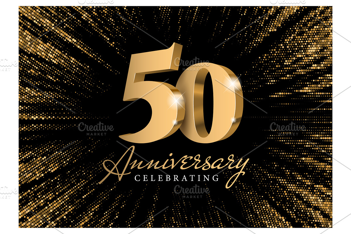Anniversary 50. Card gold 3d numbers, a Decorative Illustration by Sunny (Photo 1 of 2)