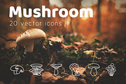 MUSHROOM - vector line icons, an Outline Icon by marusdesign (Thumbnail 1 of 2)