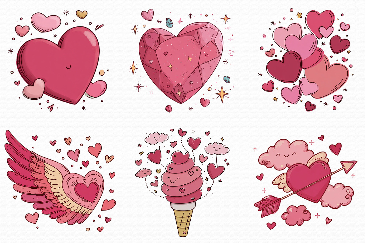 Whimsical Valentine Elements Clipart, an Illustration by Libby Wishes (Photo 5 of 8)