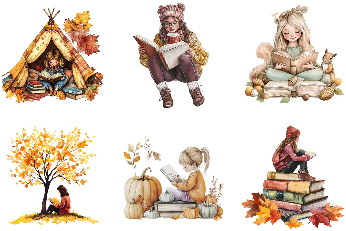 Back to School Autumn Clipart Girl, an Illustration by cherrydesign (Photo 3 of 3)