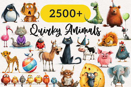 Quirky Animals Mega Bundle, an Animal Illustration by PaintPixelCo