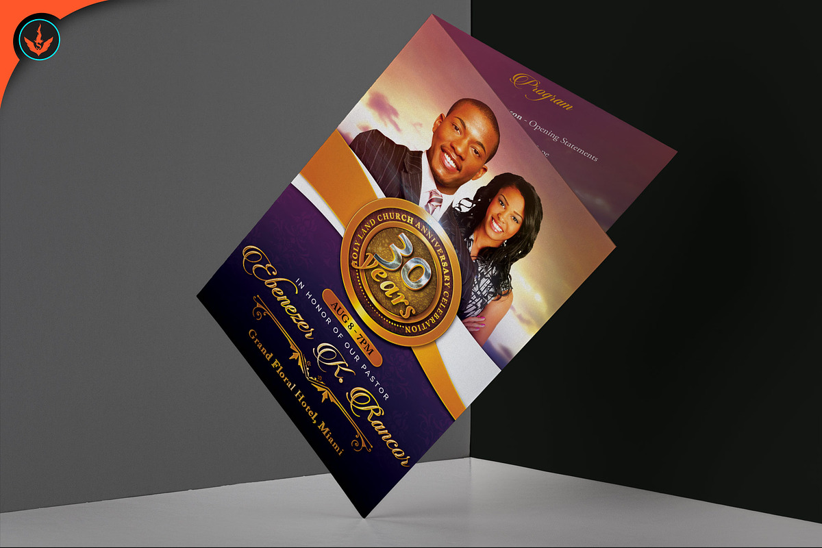 Church Anniversary Program Template, a Brochure Template by SeraphimChris | anniversaries, anniversary program design, black church church program template | Creative Market for Free Printable Pastor Anniversary Program Template
