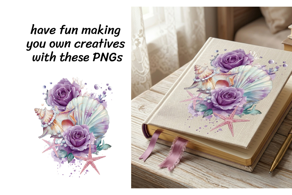 Pastel Sea Shell Clipart - 13 PNG, an Animal Illustration by InkyQueenArt (Photo 2 of 6)