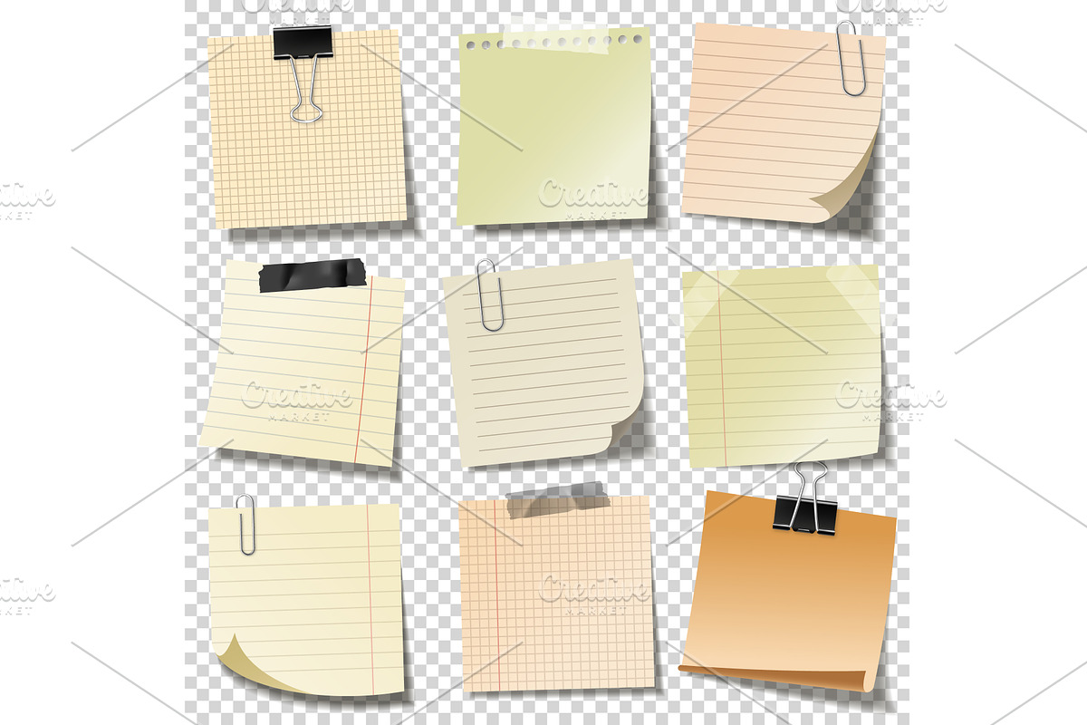 Realistic blank sticky notes with, an Object Graphic by 32pixels