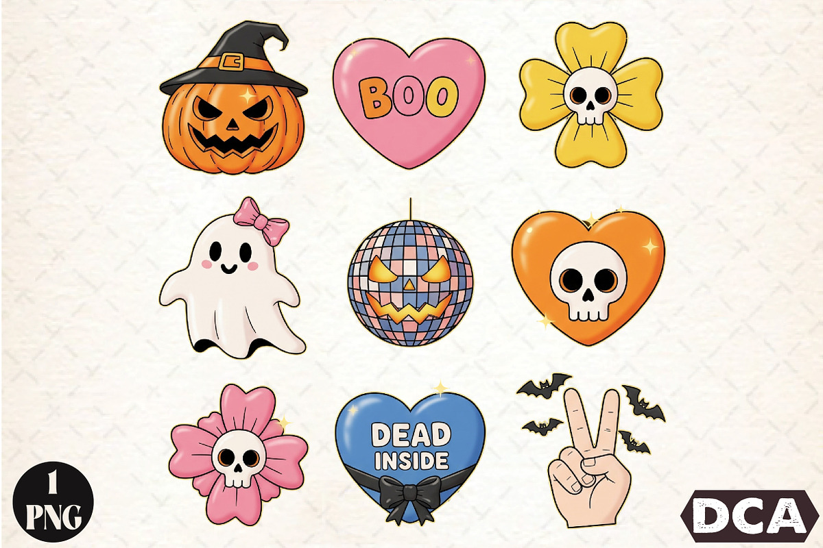 Retro Halloween PNG Sublimation, an Illustration by DreamCafeArt (Photo 1 of 7)