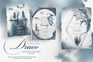 Watercolor Draco Clipart Set