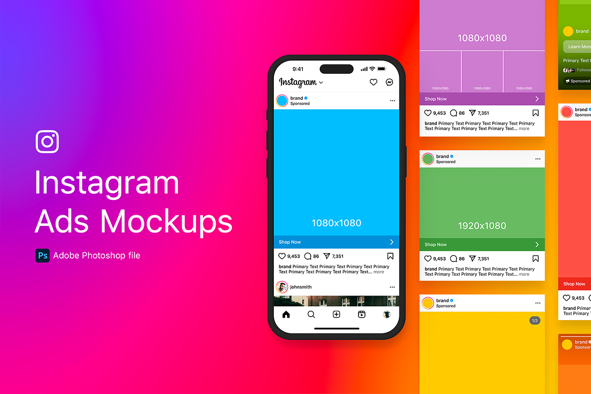 Instagram Ads Mockups, a Social Media Template by lprdesigns (Photo 1 of 6)