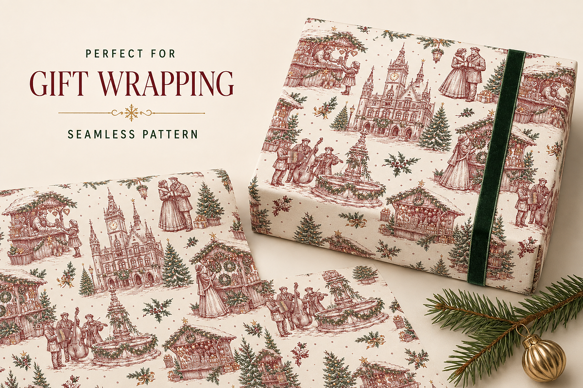 Vintage Christmas Toile Pattern, a Pattern Graphic by Olya Creative (Photo 10 of 10)