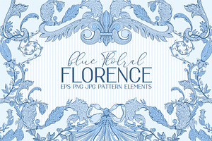 Blue floral FLORENCE- ornament set