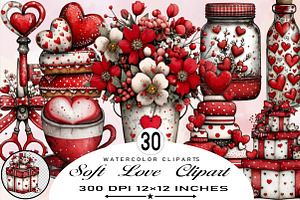 Watercolor Soft Love Clipart Bundle., an Illustration by SVGArt