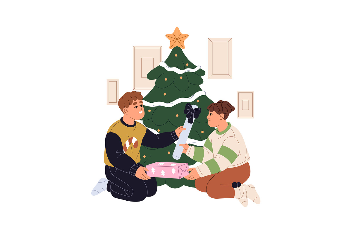 People exchange gifts, presents set, a Person Illustration by PaperTrident (Photo 7 of 7)