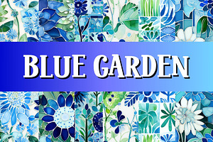 Blue Watercolor Garden