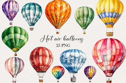 Hot Air Balloons Clipart. AI, a Transportation Illustration by BonbonnyDesigns