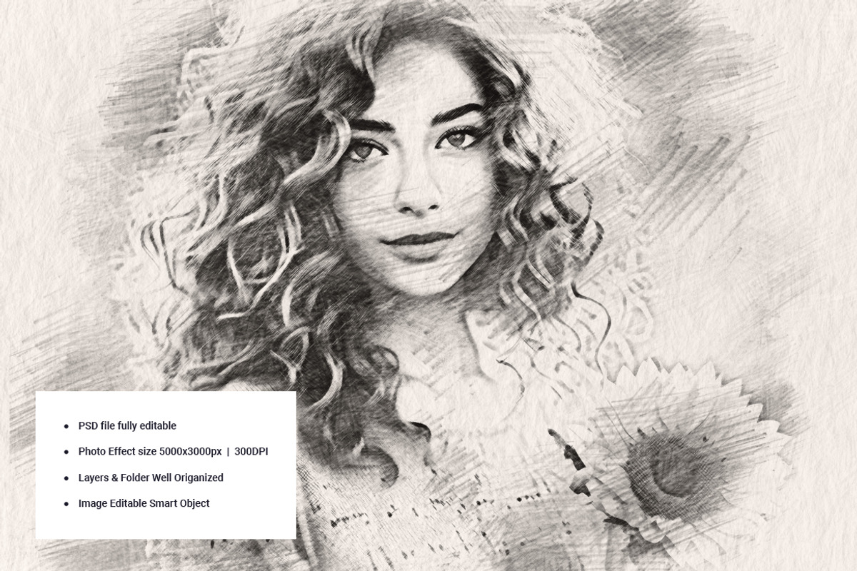 Pencil Sketch Photo Effect, a Layer Style Add-On by dokudokunomi
