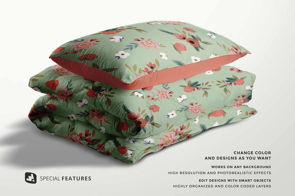Duvet & Pillow Case Mockup, a Product Mockup by Designertale (Photo 7 of 11)