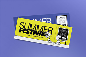 Yellow Retro Summer Festival Ticket, a Card Template by graphicook