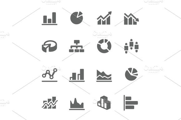 Graph And Diagram Icon Set.
