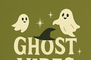 Retro Ghost Vibes Only Halloween, a Decorative Illustration by Virgo Studio