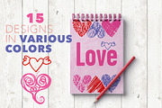 45 Hand drawn hearts in trendy color, a Decorative Illustration by guylaine's design (Thumbnail 2 of 4)