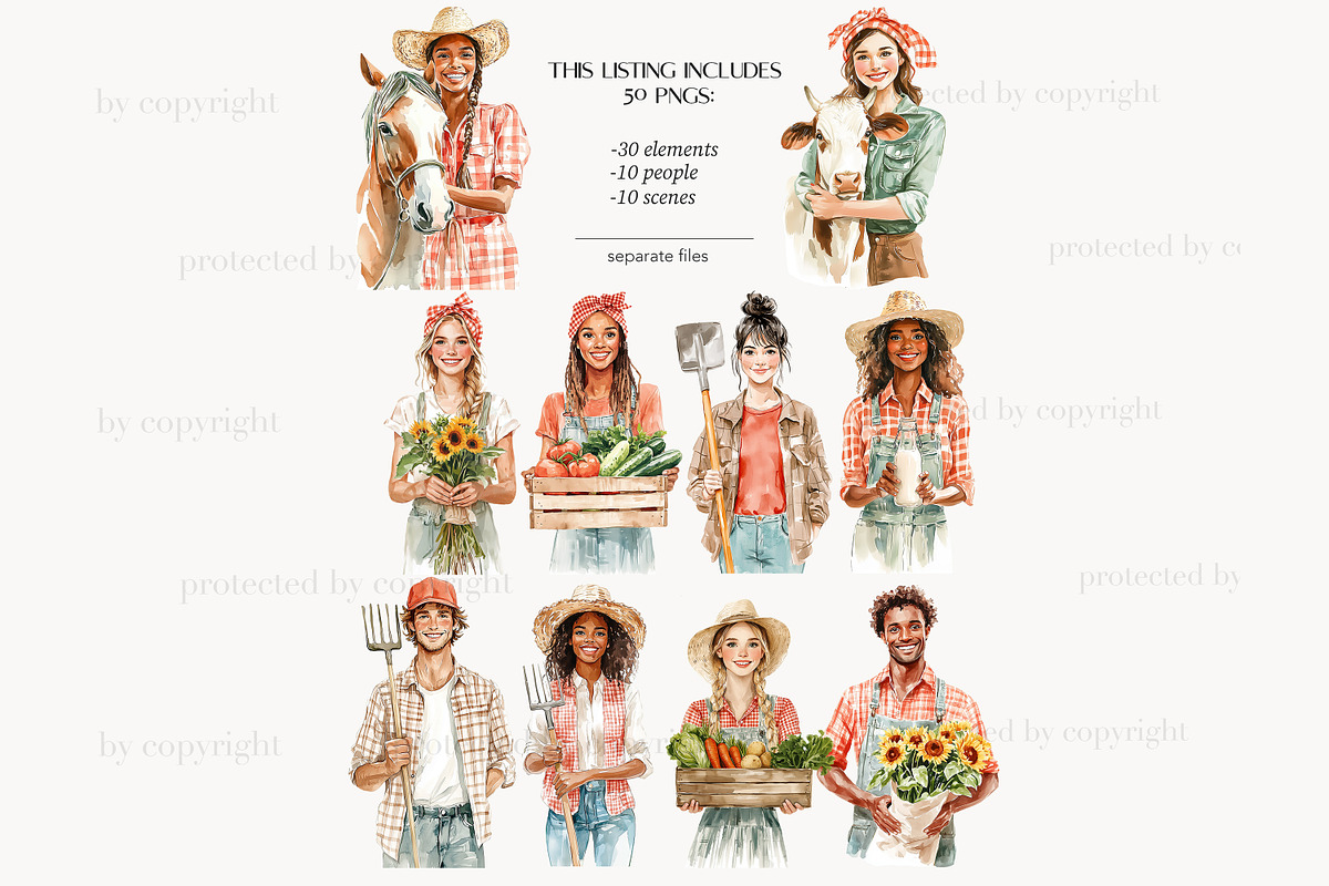 Farm Life Clipart | Animals Images, a Seasonal Illustration by GlamArtZhanna (Photo 4 of 8)