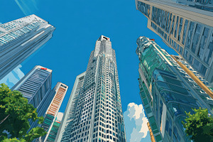 Tall skyscrapers and blue skies, a Photo by Beautiful things