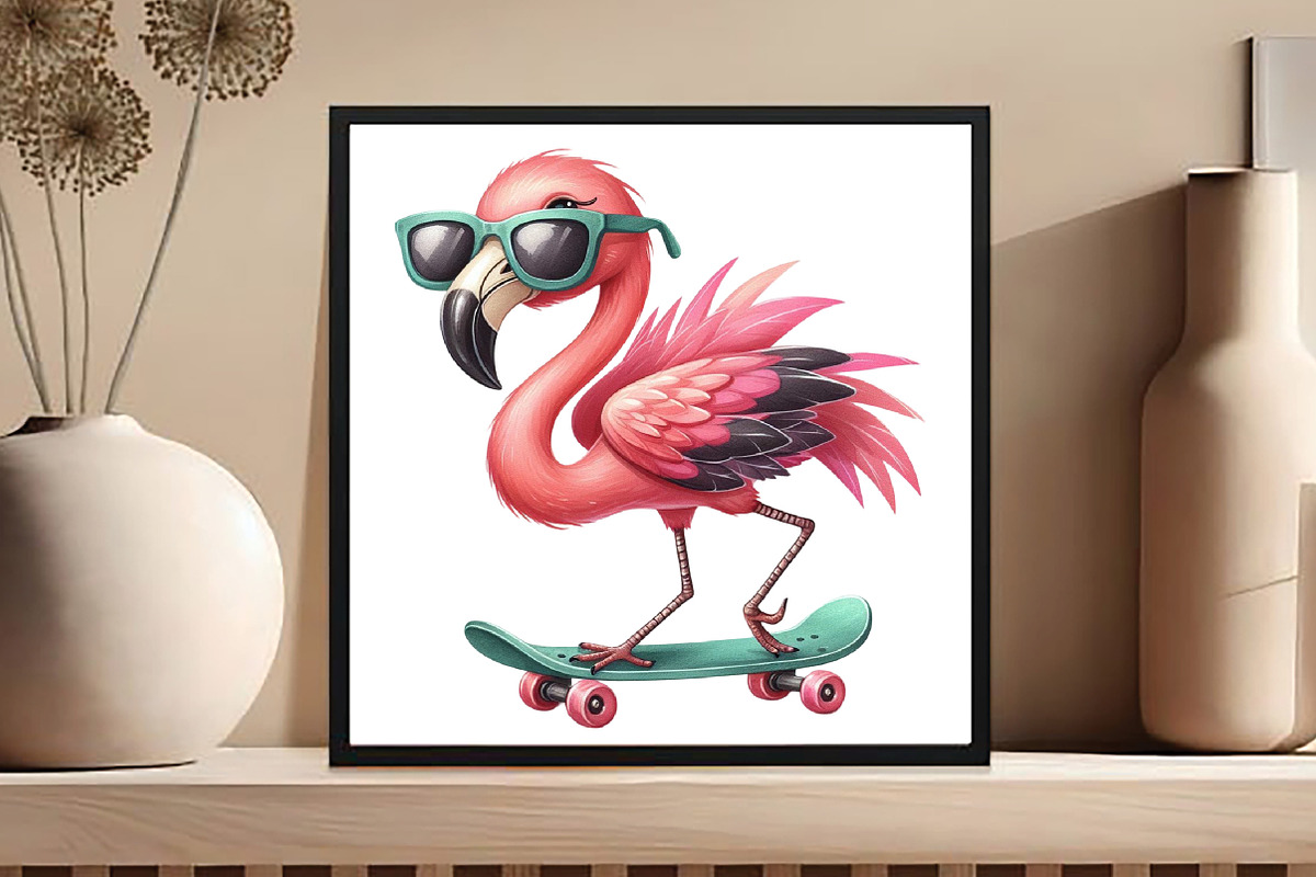 Cute Cartoon Sporty Flamingos, an Illustration by DreamCafeArt (Photo 4 of 5)