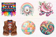 Kawaii 60s Groovy Clipart Bundle, an Illustration by CreationArt (Thumbnail 4 of 5)
