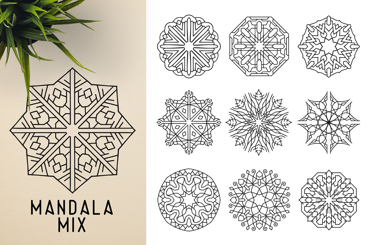 300 Vector Mandala Ornaments, a Decorative Illustration by pixaroma (Photo 36 of 49)