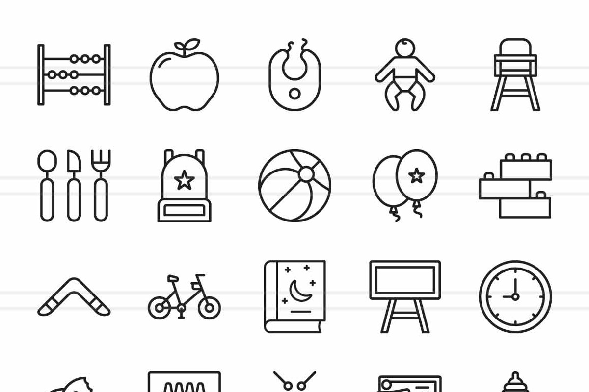 50 Kindergarten Line Icons, an Icon by IconBunny (Photo 2 of 2)