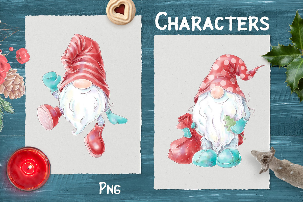 Christmas gnomes, a Decorative Illustration by Yuliya Art (Photo 2 of 6)